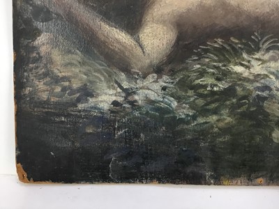 Lot 96 - David Hill (1914-1977), egg tempera on board, classical figure study. 27 x 46cm