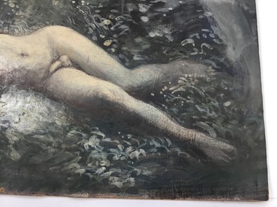 Lot 96 - David Hill (1914-1977), egg tempera on board, classical figure study. 27 x 46cm
