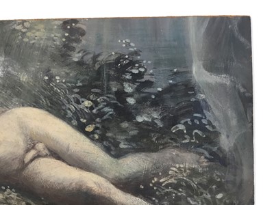 Lot 96 - David Hill (1914-1977), egg tempera on board, classical figure study. 27 x 46cm