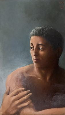 Lot 98 - David Hill (1914-1977), egg tempera on canvas, male figure, signed and dated 1949, 45 x 27cm, together with a similar figure study. (2)