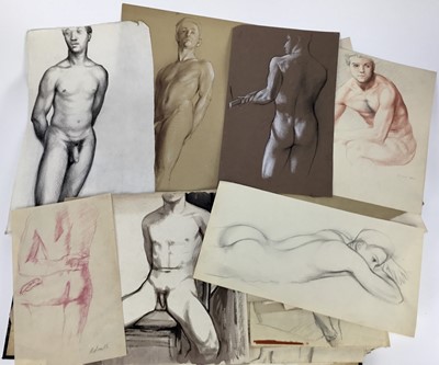 Lot 100 - David Hill (1914-1977), good collection of male life studies in a variety of media, circa. 1940s, the largest approximately 43 x 30cm. (Approximately 65)