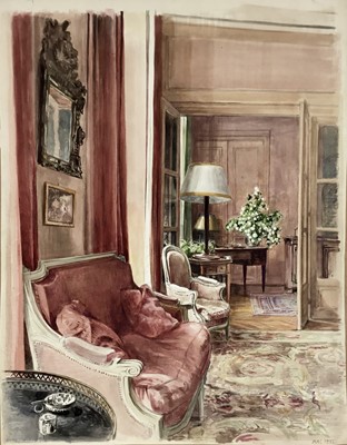 Lot 114 - David Hill (1914-1977) watercolour, interior scene