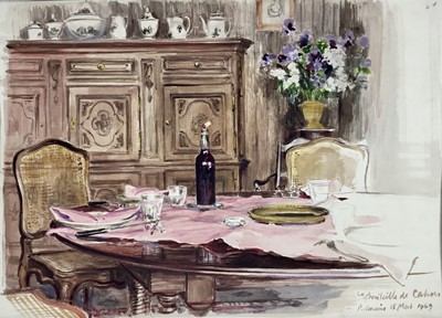 Lot 116 - David Hill (1914-1977) watercolour, interior scene