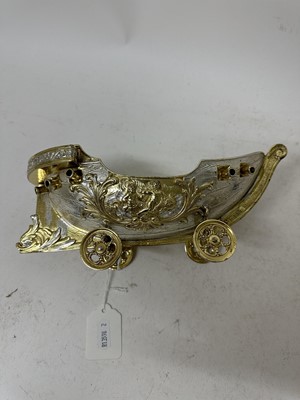 Lot 191 - Contemporary continental parcel gilt model of a galleon on wheels, London import marks