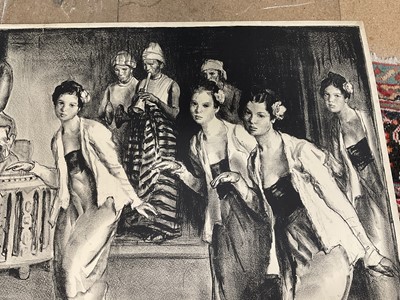 Lot 71 - Gerald Spencer Pryse (1882-1956) black and white lithograph, Scenes of the Empire - Dancing girls, image 89 x 125cm. NB - Produced for the 1924 British Empire Exhibition, this is a artists proof wo...