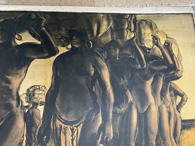 Lot 79 - Gerald Spencer Pryse (1882-1956) coloured lithograph, Scenes of the Empire series - African labourers, image 89 x 125cm. NB - Produced for the 1924 British Empire Exhibition, this is a artists proo...