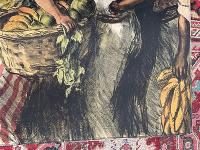 Lot 77 - Gerald Spencer Pryse (1882-1956) coloured lithograph, Scenes of the Empire series - Fruit harvesters, image 89 x 125cm. NB - Produced for the 1924 British Empire Exhibition, this is a artists proof...