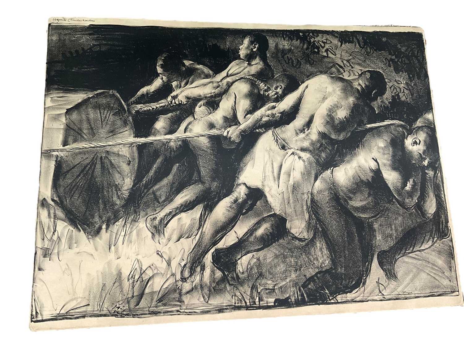 Lot 74 - Gerald Spencer Pryse (1882-1956) black and white lithograph, Scenes of the Empire series - Hauling timber, signed, image 89 x 125cm. NB - Produced for the 1924 British Empire Exhibition, this is a...