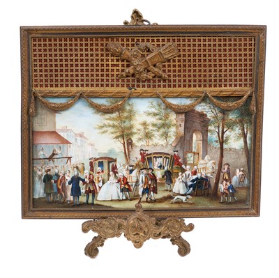 Lot 635 - Fine quality 19th century French miniature on ivory, in good quality gilt metal frame, on later brass easel