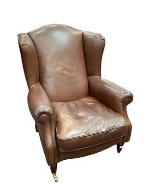 Lot 1366 - Laura Ashley brown leather armchair