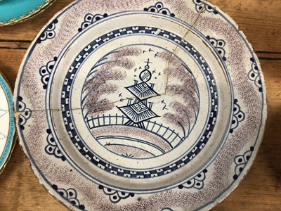 Lot 18 - Two 18th century Delftware dishes