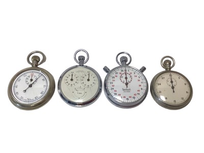 Lot 148 - Four stop watches including Junghans Process Time Meter, Hanhart Lever 13 Jewel Shockproof and two others