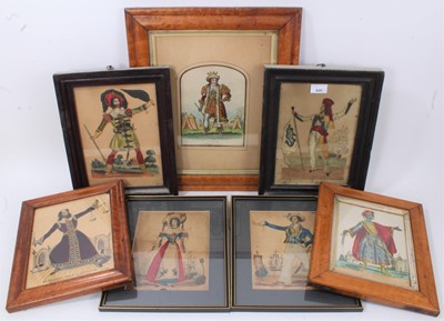 Lot 629 - Collection of seven 19th century hand coloured engravings to include sequin decoration