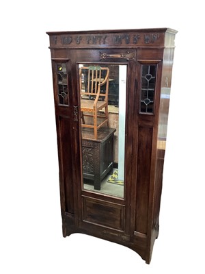 Lot 1241 - Arts and Crafts oak single wardrobe