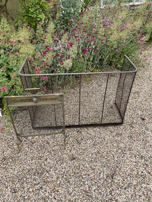 Lot 1255 - Nursery mesh fire guard, 120cm wide x 44cm deep x 77cm high, together with a mesh fire screen