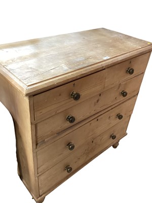 Lot 1260 - Antique pine chest of two short over three long graduated drawers, 97cm wide x 47cm deep x 96cm high