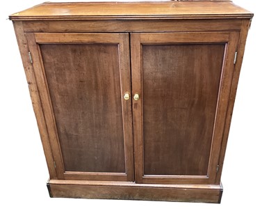 Lot 1243 - Victorian mahogany cupboard, shelved interior enclosed by pair of cupboard doors on plinth base, 103cm wide x 40cm deep x 103cm high