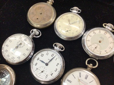 Lot 1006 - Group of various pocket watches and watches including a silver cased heart shaped fob watch, two other silver cased, Smiths stop watch and a military Sherwood & Co compass