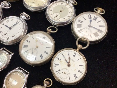 Lot 1006 - Group of various pocket watches and watches including a silver cased heart shaped fob watch, two other silver cased, Smiths stop watch and a military Sherwood & Co compass