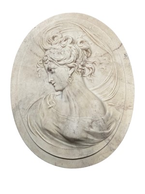 Lot 112 - Moulded alabaster classical plaque