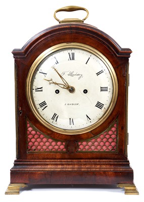 Lot 508 - Regency mahogany cased bracket clock, the dial signed F. Lindesey