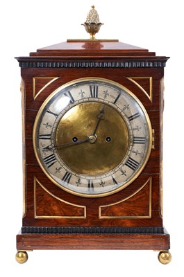 Lot 628 - Regency rosewood cased bracket clock with brass and silvered dial