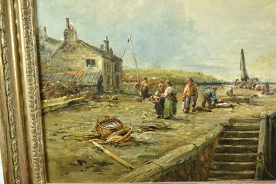 Lot 864 - W. Webb, 19th century, oil on canvas - Fishing Boats at the Quayside, signed, 54cm x 95cm, in gilt frame