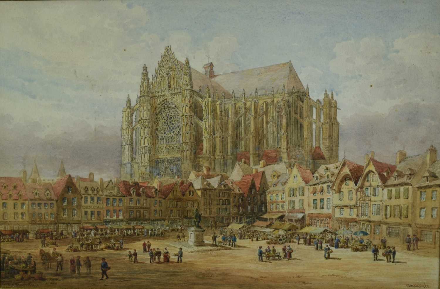 Lot 865 - Francis Philip Barraud (1824-1901) watercolour - Beauvais Cathedral, signed, in glazed gilt frame