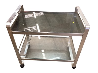 Lot 1230 - Merrow Associates style chrome and glass two-tier drinks trolley