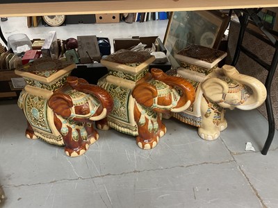 Lot 410 - There ceramic garden seats in the form of elephants