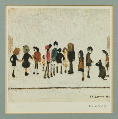 Lot 913 - *Laurence Stephen Lowry (1887-1976) signed lithograph - Group of Children, 1966, with blindstamp lower left