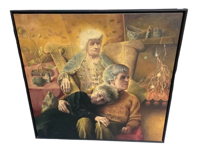 Lot 696 - George Melling: oil on canvas “and mother makes 3”