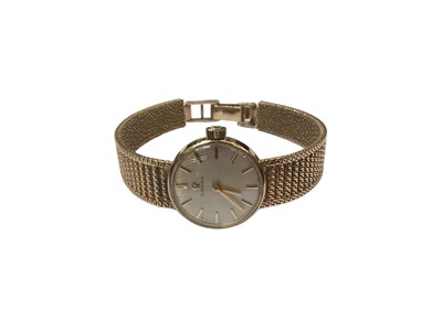 Lot 1014 - Omega 9ct gold wristwatch on 9ct gold bracelet, boxed