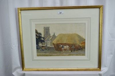 Lot 867 - George Soper, RI (1870-1942) pencil and watercolour - Hampnet Church, inscribed, 22cm x 33cm, in glazed gilt frame