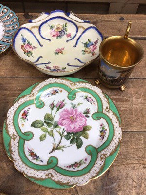 Lot 31 - Group of French and English porcelain, mostly plates, several with Sevres-style marks