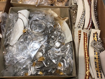 Lot 1021 - Quantity of silver plated and gold plated chains, bracelets etc, mostly new old stock