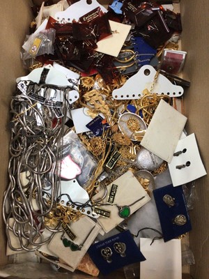 Lot 1022 - Large quantity of vintage costume jewellery including necklaces, rings, packets of earrings and pendants etc, mostly new old stock