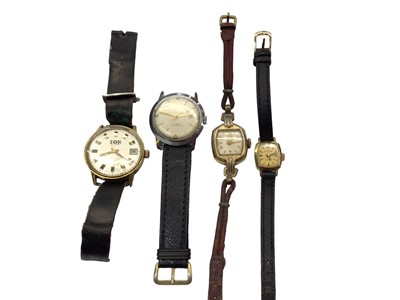 Lot 1038 - Four vintage wristwatches to include an IOR 10 years, Umf Ruhla, Timex and Sekonda
