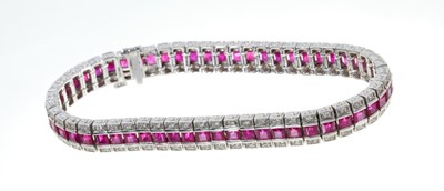 Lot 311 - Platinum ruby and diamond bracelet