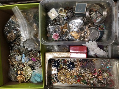 Lot 1097 - Quantity of vintage costume jewellery, wristwatches, empty jewellery boxes, silver plated tray and bijouterie