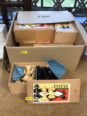 Lot 75 - Seven vintage wooden chess sets in original boxes