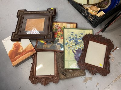 Lot 497 - Pair of hand carved picture frames, other frames, prints