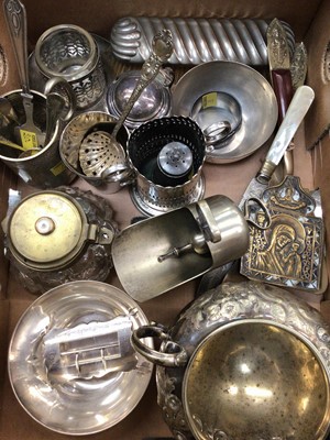 Lot 1085 - Victorian silver buckle, group of silver plate and other items