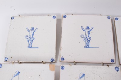 Lot 55 - Collection of fourteen Dutch blue and white tiles and two others