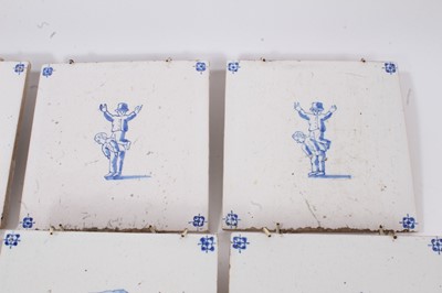 Lot 55 - Collection of fourteen Dutch blue and white tiles and two others