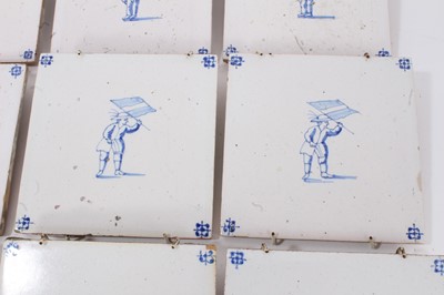 Lot 55 - Collection of fourteen Dutch blue and white tiles and two others