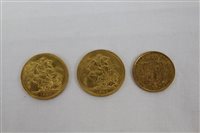 Lot 2374 - G.B. Victoria J.H. gold Sovereigns (x 2) and...