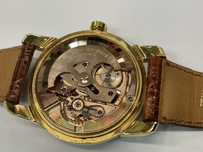 Lot 436 - 1950s/1960s Omega 18ct gold Seamaster wristwatch on leather strap