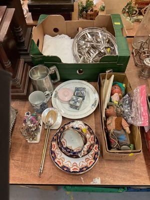 Lot 505 - Miscellaneous items including silver plate, Royal Copenhagen ceramics, Pelham puppet etc