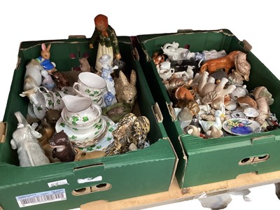 Lot 622 - Collection of various animal ornaments, figures and a Colclough teaset - 2 boxes